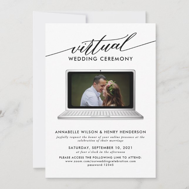 Invitación Ceremonia de Boda virtual fotográfica moderna (Anverso)