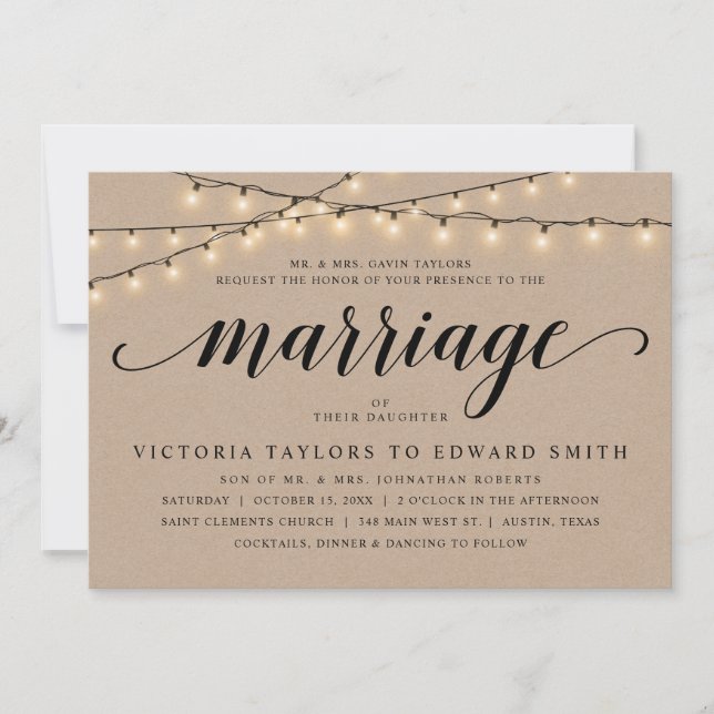 Invitación Ceremonia de Bodas de la Iglesia, Alojamiento de p (Anverso)