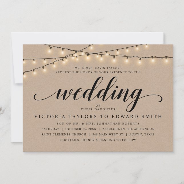 Invitación Ceremonia de Bodas de la Iglesia, Alojamiento de P (Anverso)