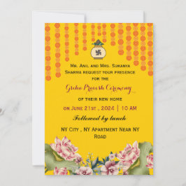 Invitación Ceremonia de Calentamiento de Hogares en India