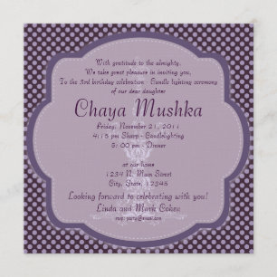 Invitación Ceremonia de Candlelighting de los chicas