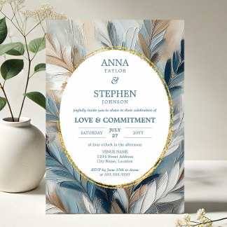 Invitación Ceremonia de Compromiso de Elegancia Azul Contempo