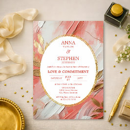 Invitación Ceremonia de compromiso de elegancia coral contemp