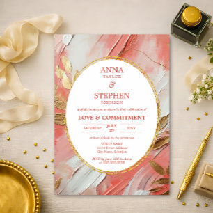 Invitación Ceremonia de compromiso de elegancia coral contemp