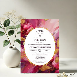 Invitación Ceremonia de Compromiso de Elegancia de la Fuchsia