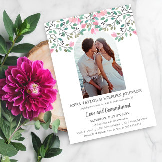 Invitación Ceremonia de compromiso de foto de rama floral acu