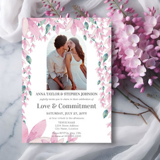 Invitación Ceremonia de compromiso de foto floral de acuarela