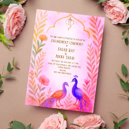 Invitación Ceremonia de Compromiso Floral de Pavo Real Hindú