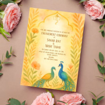 Ceremonia de compromiso floral de pavo real india