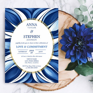Invitación Ceremonia de Compromiso Floral Orgánico Blue Bliss