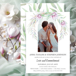 Invitación Ceremonia de Compromiso Floral y Fotos de Acuarela