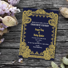 Invitación Ceremonia de Compromiso Hindú Diseño Intrincado Az