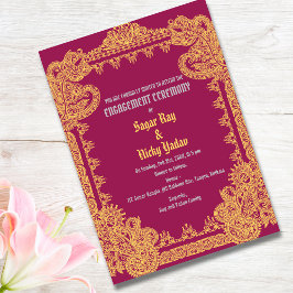 Invitación Ceremonia de Compromiso Hindú Diseño Intrincado Ro