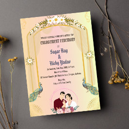 Invitación Ceremonia de compromiso hindú india Pavo real