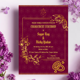 Invitación Ceremonia de Compromiso Hindú Indio con Elementos