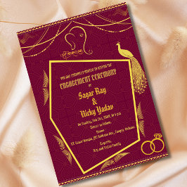 Invitación Ceremonia de Compromiso Hindú Indio con Elementos 