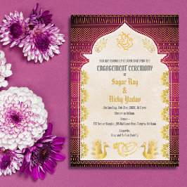 Invitación Ceremonia de Compromiso Hindú Indio con Elementos
