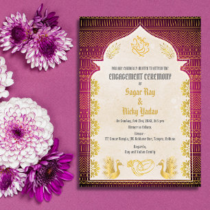 Invitación Ceremonia de Compromiso Hindú Indio con Elementos
