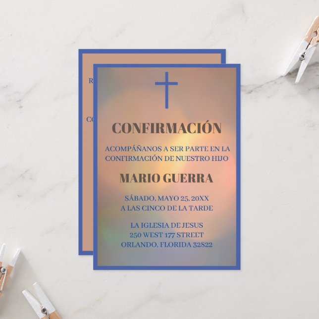 Invitación Ceremonia de Confirmación/Confirmación de Invitaci (Anverso/Reverso In Situ)