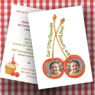 Invitación Ceremonia de cumpleaños primera cereza gemela