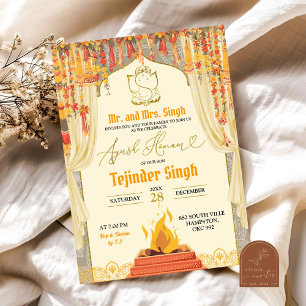 Invitación Ceremonia de cuna de bebé indio Ayush Homam