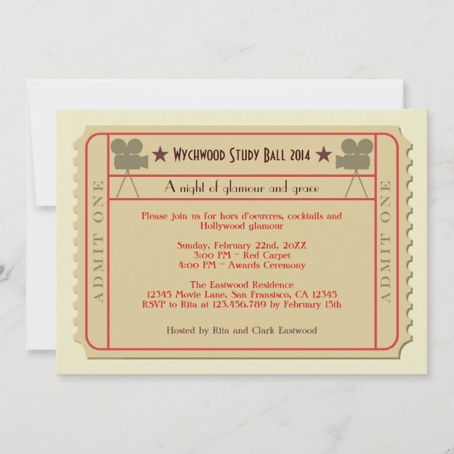 Invitación Ceremonia de entrega de premios de cine (Anverso)