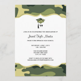 Invitación Ceremonia de graduación de camo verde o Fiestas in