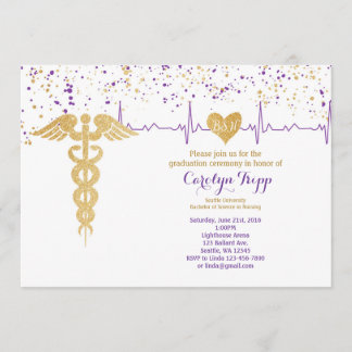 Invitación Ceremonia de Graduación de enfermería, BSN- Púrpur
