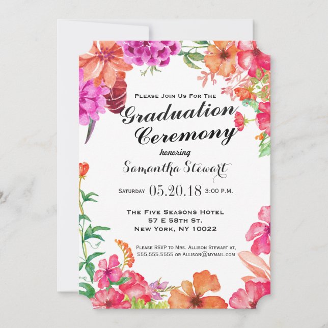 Invitación Ceremonia de Graduación de Jardín de Acuarela Nara (Anverso)