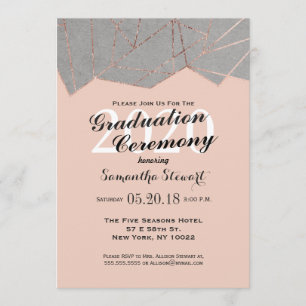 Invitación Ceremonia de graduación de oro Rosa moderno de Mod