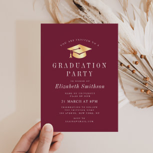 Invitación Ceremonia de Graduación Marrón de Texto Moderno