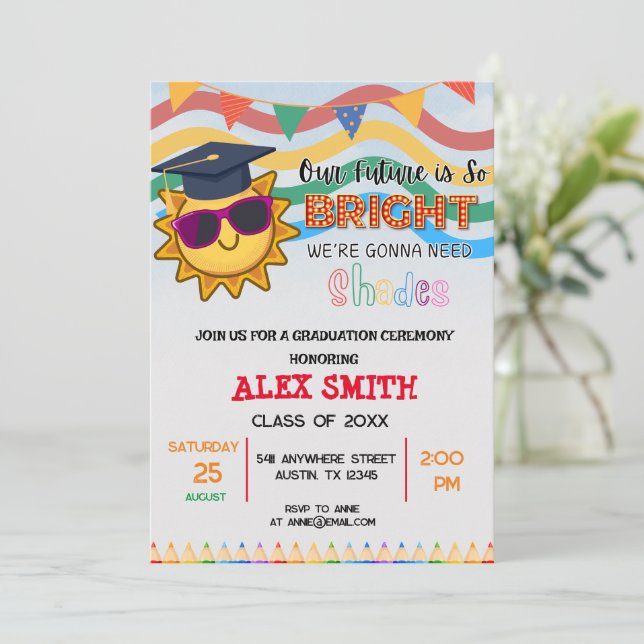 Invitación Ceremonia de graduación preescolar (Anverso de pie)
