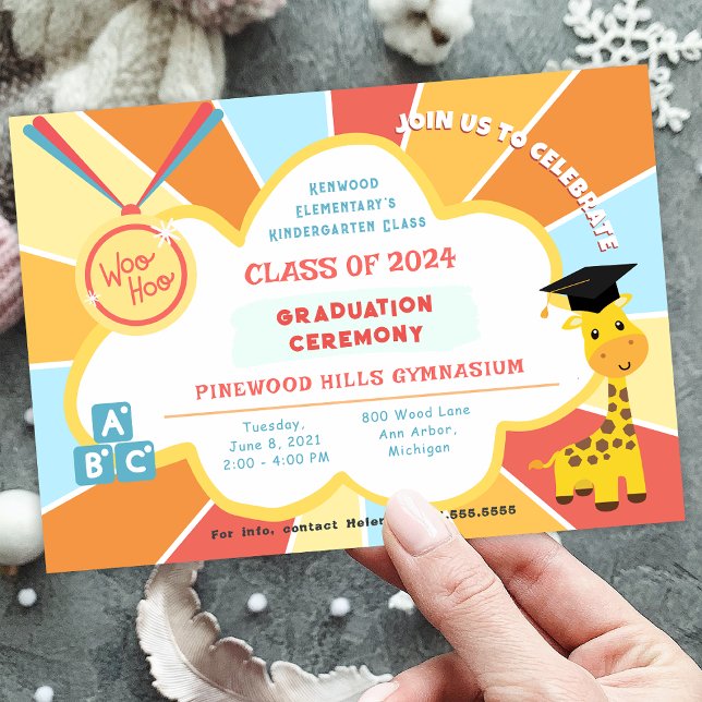 Invitación Ceremonia de graduación preescolar (Kindergarten Preschool Graduation Ceremony Invitation)