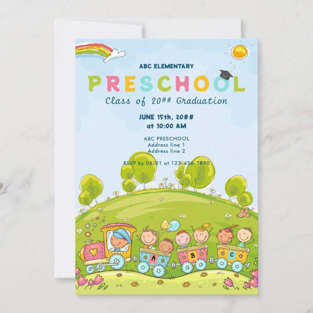 Invitación Ceremonia de graduación primaria de preescolar (Anverso)