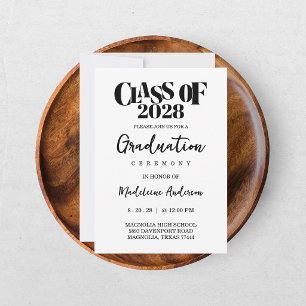 Invitación Ceremonia de Graduación Retro Negro y Blanco