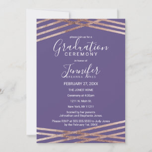 Invitación Ceremonia de graduación violeta alineada simple