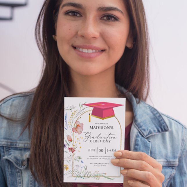 Invitación Ceremonia de graduación WildFlowers Gorra de grado (Subido por el creador)