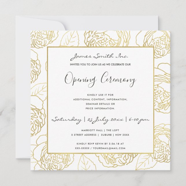 INVITACIÓN CEREMONIA DE GRAN APERTURA DE LUXE ORO NAVAL ROSA  (Anverso)