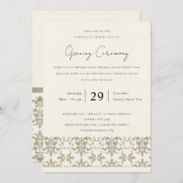 INVITACIÓN CEREMONIA DE GRAN APERTURA DE PLATA FORMAL DAMASCO