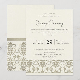 INVITACIÓN CEREMONIA DE GRAN APERTURA DE PLATA FORMAL DAMASCO