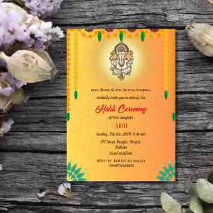 Invitación Ceremonia de Haldi de la Novia India Pareja Hindú