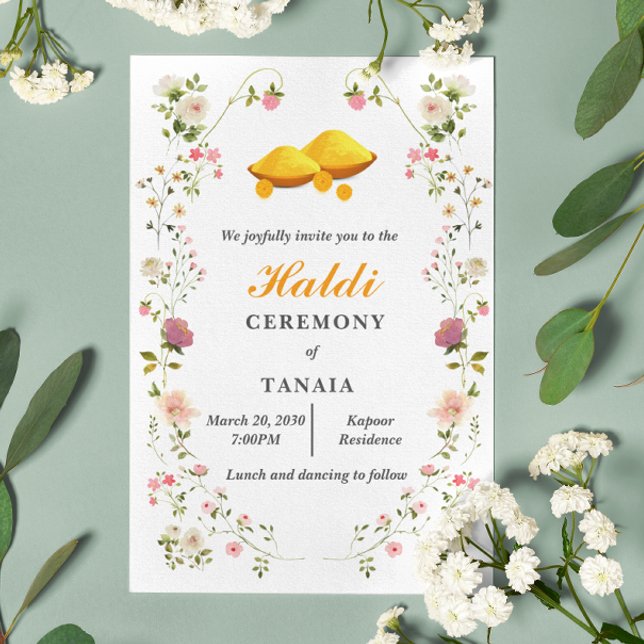 Invitación Ceremonia de Haldi, simple Boda indio (Subido por el creador)