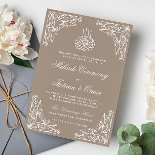 Invitación Ceremonia de Henna Mehndi, crema moderna beige isl