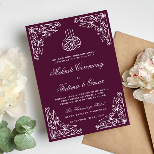 Invitación Ceremonia de Henna Mehndi, musulmana musulmana mod (Subido por el creador)