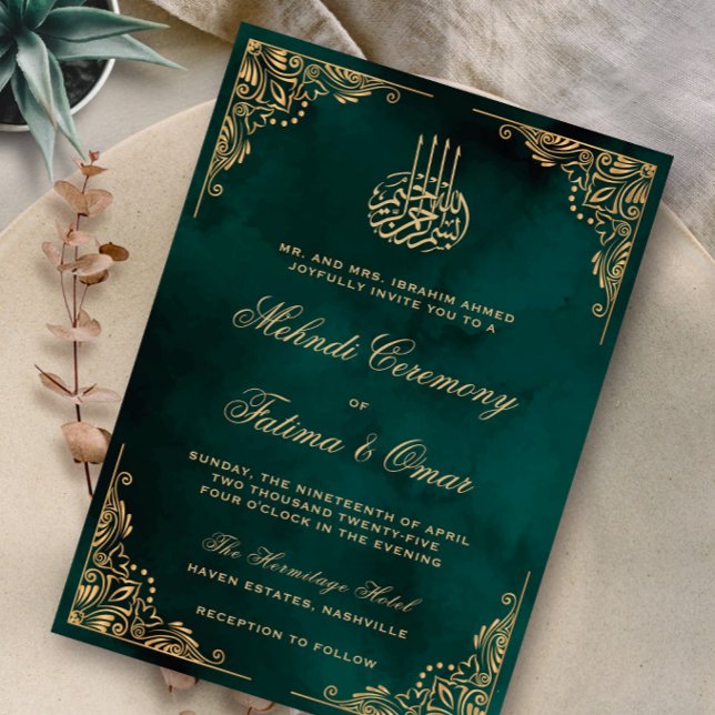 Invitación Ceremonia de Henna Mehndi, organización dorada isl (Subido por el creador)