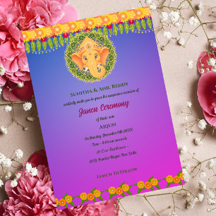 Invitación Ceremonia de hilo sagrado hindú Janeu Poite Upanay
