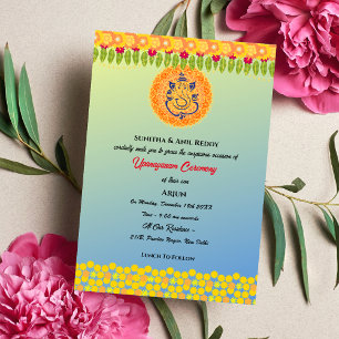 Invitación Ceremonia de Janeu en Upanayanam, alias Hindu Holy