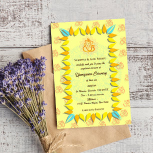 Invitación Ceremonia de Janeu en Upanayanam, alias Hindu Holy