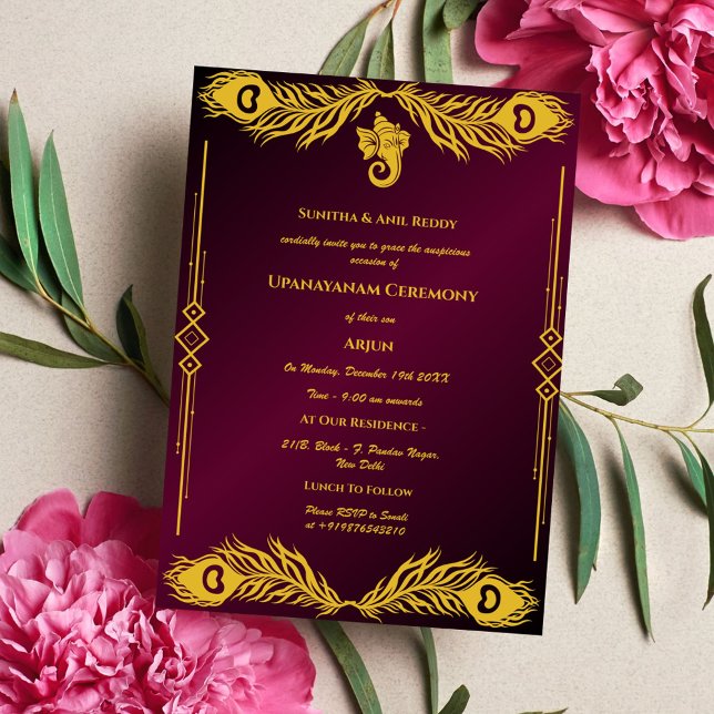 Invitación Ceremonia de Janeu en Upanayanam, alias Hindu Holy (Subido por el creador)