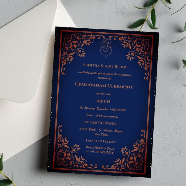 Invitación Ceremonia de Janeu en Upanayanam, alias Hindu Holy (Subido por el creador)